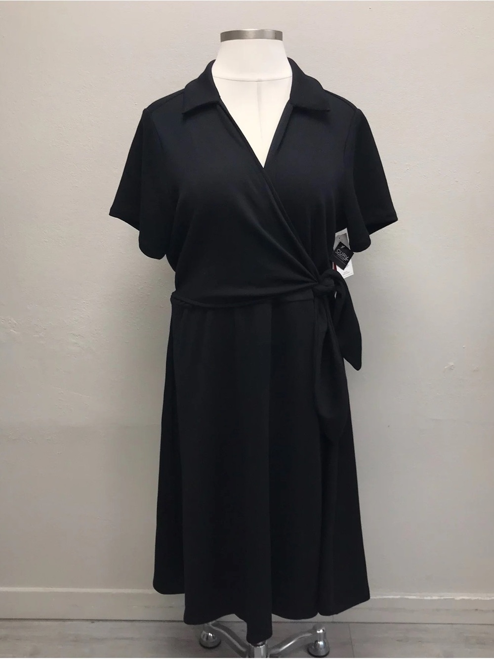 Spanx Black Collared Wrap Dress - New - Size 22